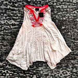 Cynthia Rowley Embroidered V-Neck Sleeveless Top - Flowy Medium